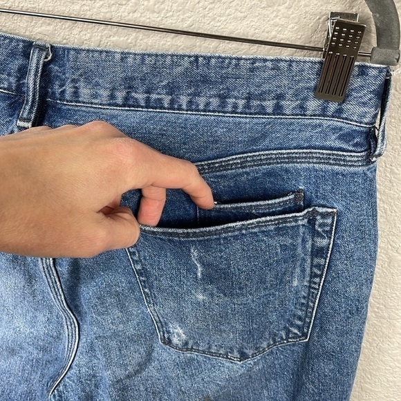 Madewell Boyjean Jeans Medium Wash Rigid Denim Distressed Slits Sz 28 - Picture 5 of 13